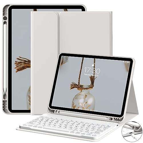 JKSML Tastatur Hülle für iPad Air 11 Zoll (M3/M2) 2025/2024 & iPad Air 5./4.Gen (2022/2020) 10.9 Zoll mit Pencil Halter, Abnehmbarer Bluetooth QWERTZ Tastatur, Auto Schlafen/Wecken (Grau) von JKSML