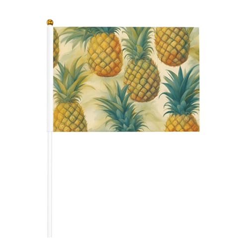 Ananas 6 Stück & 10 Stück Handflagge, Banner auf Stab, kleine Flaggen für Paraden, Party, Bar, Geburtstag Ananas 6 Stück & 10 Stück Handflagge, Banner auf Stab, kleine Flaggen für Paraden, Party, Bar, Geburtstag von JKXUN