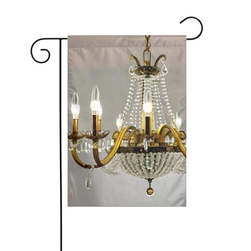Ball Room Kronleuchter Gartenflagge doppelseitig 30,5 x 45,7 cm, Flaggen für Outdoor-Urlaubsdekorationen, langlebige Hofflagge von JKXUN