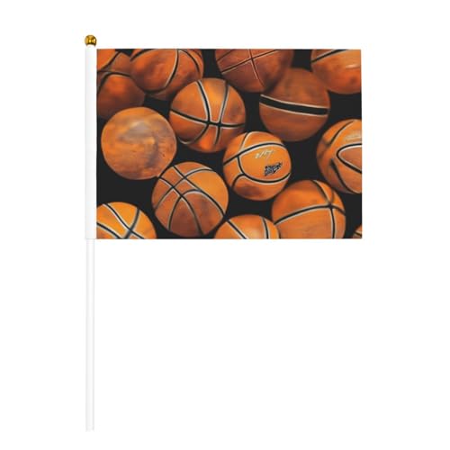 Basketball Orange 6 Pack & 10 Pack Handheld Flagge, Banner auf Stick, kleine Flaggen für Paraden, Party, Bar, Geburtstag Basketball Orange 6 Pack & 10 Pack Handheld Flagge, Banner auf Stick, kleine Flaggen für Paraden, Party, Bar, Geburtstag von JKXUN