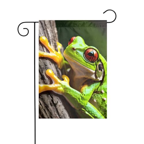 Baumfrosch Baby-Gartenflagge, doppelseitig, 30,5 x 45,7 cm, Flaggen für Outdoor-Urlaubsdekorationen, langlebige Hofflagge Baumfrosch Baby-Gartenflagge, doppelseitig, 30,5 x 45,7 cm, Flaggen für Outdoor-Urlaubsdekorationen, langlebige Hofflagge von JKXUN