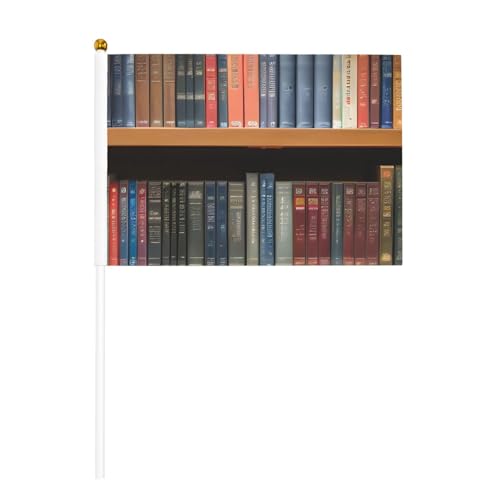 Bibliotheks-Bücherregal, 1 6 Stück & 10 Stück, Handflagge, Banner auf Stab, kleine Flaggen für Paraden, Party, Bar, Geburtstag von JKXUN