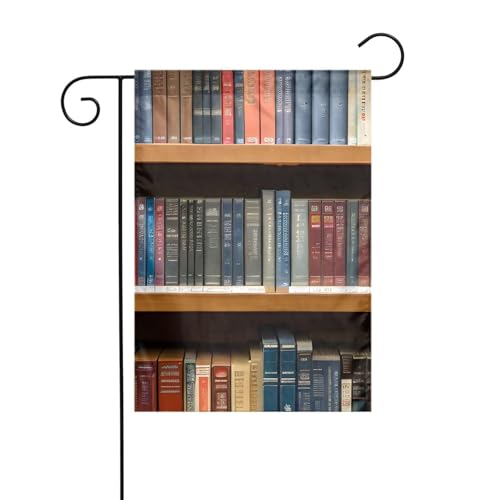 Bibliotheks-Bücherregal, 1 Gartenflagge, doppelseitig, 30,5 x 45,7 cm, Flaggen für Outdoor-Urlaubsdekorationen, langlebige Hofflagge von JKXUN