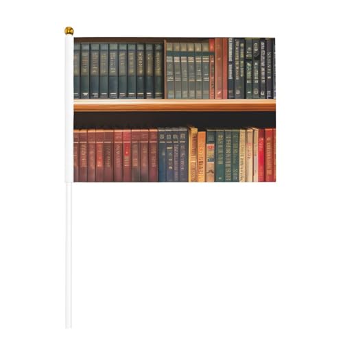 Bibliotheks-Bücherregal, 6 Stück & 10 Stück, Handflaggen, Banner auf Stab, kleine Flaggen für Paraden, Party, Bar, Geburtstag von JKXUN