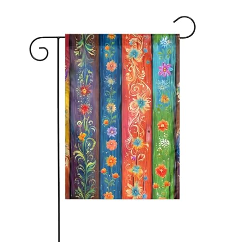 Bunte Holzbrett-Gartenflagge, doppelseitig, 30,5 x 45,7 cm, Flaggen für Outdoor-Urlaubsdekorationen, langlebige Hofflagge von JKXUN