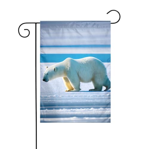 Eisbär-Eisgartenflagge, doppelseitig, 30,5 x 45,7 cm, Flaggen für Outdoor-Urlaubsdekorationen, langlebige Hofflagge Eisbär-Eisgartenflagge, doppelseitig, 30,5 x 45,7 cm, Flaggen für Outdoor-Urlaubsdekorationen, langlebige Hofflagge von JKXUN
