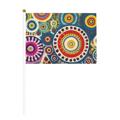Ethnische Kreise, Blumen, 6 Stück & 10 Stück, Handflagge, Banner auf Stab, kleine Flaggen für Paraden, Party, Bar, Geburtstag Ethnische Kreise, Blumen, 6 Stück & 10 Stück, Handflagge, Banner auf Stab, kleine Flaggen für Paraden, Party, Bar, Geburtstag von JKXUN
