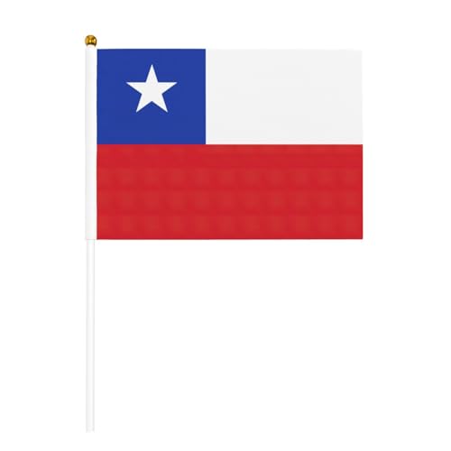 Flagge von Chile, 6 Stück & 10 Stück Handflagge, Banner auf Stab, kleine Flaggen für Paraden, Party, Bar, Geburtstag Flagge von Chile, 6 Stück & 10 Stück Handflagge, Banner auf Stab, kleine Flaggen für Paraden, Party, Bar, Geburtstag von JKXUN