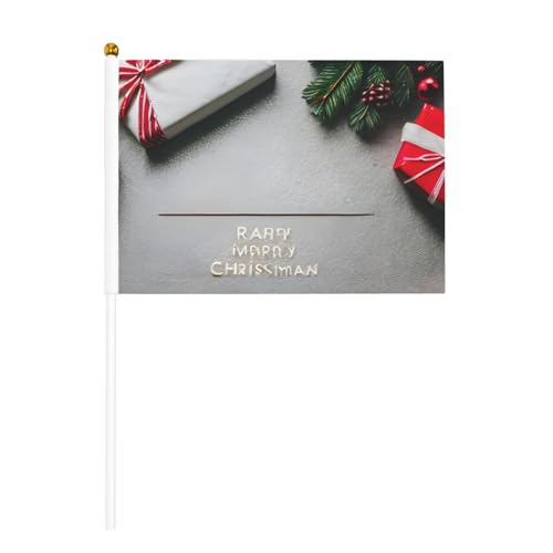 Frohe Weihnachten, 1 6 Stück & 10 Stück Handflagge, Banner auf Stab, kleine Flaggen für Paraden, Party, Bar, Geburtstag Frohe Weihnachten, 1 6 Stück & 10 Stück Handflagge, Banner auf Stab, kleine Flaggen für Paraden, Party, Bar, Geburtstag von JKXUN