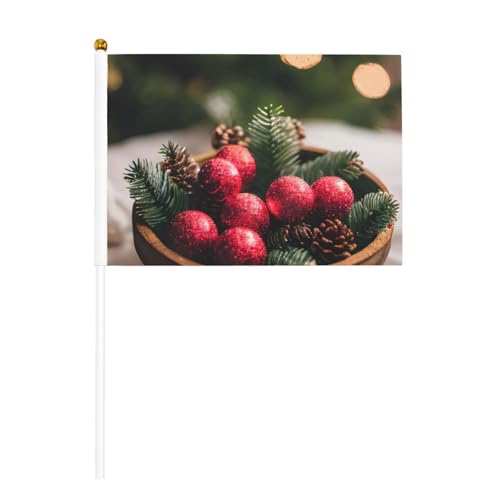 Frohe Weihnachten, 6 Stück & 10 Stück Handflagge, Banner auf Stab, kleine Flaggen für Paraden, Party, Bar, Geburtstag Frohe Weihnachten, 6 Stück & 10 Stück Handflagge, Banner auf Stab, kleine Flaggen für Paraden, Party, Bar, Geburtstag von JKXUN