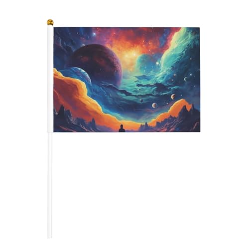 Galaxy Planet 6 Pack & 10 Pack Handflagge, Banner auf Stick, kleine Flaggen für Paraden, Party, Bar, Geburtstag Galaxy Planet 6 Pack & 10 Pack Handflagge, Banner auf Stick, kleine Flaggen für Paraden, Party, Bar, Geburtstag von JKXUN