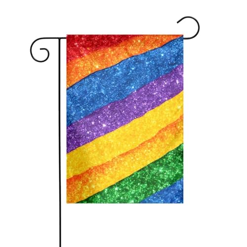 Gartenflagge mit Regenbogenstreifen, doppelseitig, 30,5 x 45,7 cm, Flaggen für Outdoor-Urlaubsdekorationen, langlebige Hofflagge Gartenflagge mit Regenbogenstreifen, doppelseitig, 30,5 x 45,7 cm, Flaggen für Outdoor-Urlaubsdekorationen, langlebige Hofflagge von JKXUN