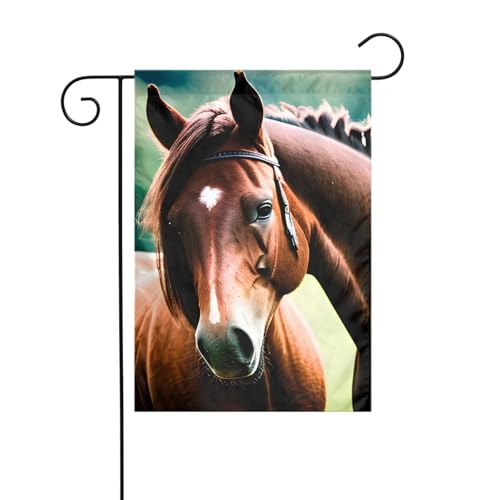 Gartenflagge mit zwei Pferden, doppelseitig, 30,5 x 45,7 cm, Flaggen für Outdoor-Urlaubsdekorationen, langlebige Hofflagge von JKXUN