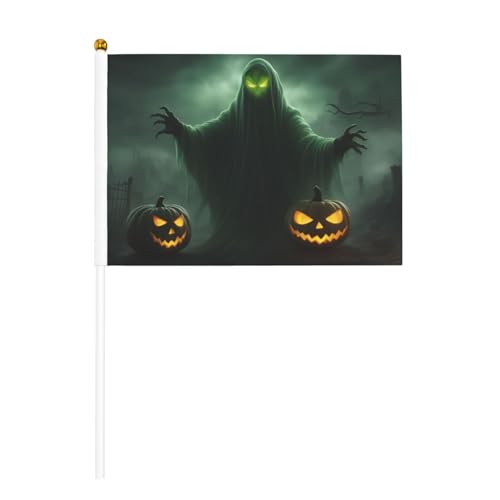 Grüner Geist Horror Halloween Kürbis 6 Pack & 10 Pack Handheld Flagge, Banner auf Stick, kleine Flaggen für Paraden, Party, Bar, Geburtstag Grüner Geist Horror Halloween Kürbis 6 Pack & 10 Pack Handheld Flagge, Banner auf Stick, kleine Flaggen für Paraden, Party, Bar, Geburtstag von JKXUN