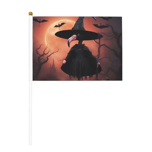 Halloween-Flamingo-Hexenhut, 6 Stück & 10 Stück, Handflagge, Banner auf Stab, kleine Flaggen für Paraden, Party, Bar, Geburtstag Halloween-Flamingo-Hexenhut, 6 Stück & 10 Stück, Handflagge, Banner auf Stab, kleine Flaggen für Paraden, Party, Bar, Geburtstag von JKXUN
