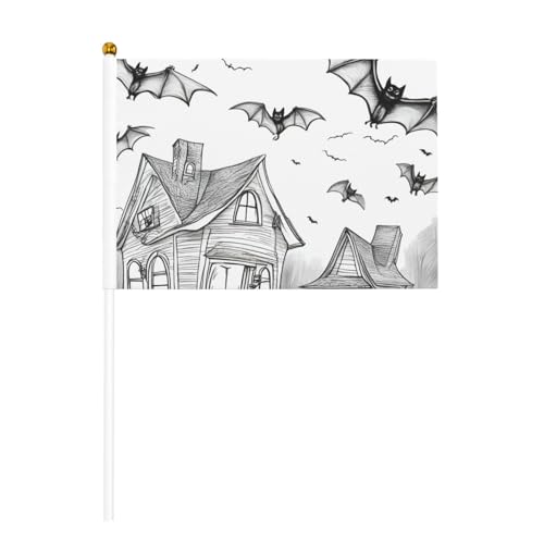 Halloween Fliegende Fledermäuse 1 6er Pack & 10er Pack Handflagge, Banner auf Stab, kleine Flaggen für Paraden, Party, Bar, Geburtstag Halloween Fliegende Fledermäuse 1 6er Pack & 10er Pack Handflagge, Banner auf Stab, kleine Flaggen für Paraden, Party, Bar, Geburtstag von JKXUN