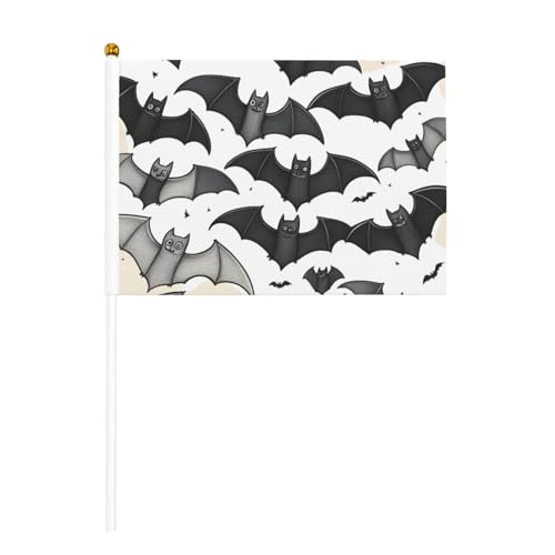 Halloween Fliegende Fledermäuse 6 Stück & 10 Stück Handflagge, Banner auf Stab, kleine Flaggen für Paraden, Party, Bar, Geburtstag Halloween Fliegende Fledermäuse 6 Stück & 10 Stück Handflagge, Banner auf Stab, kleine Flaggen für Paraden, Party, Bar, Geburtstag von JKXUN