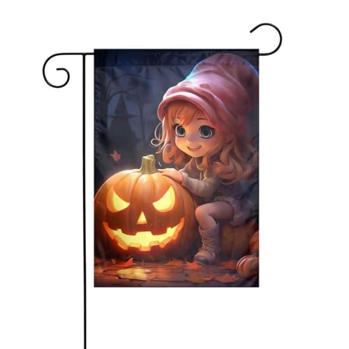 Halloween-Gartenflagge mit niedlichem Kürbis, doppelseitig, 30,5 x 45,7 cm, Flaggen für Outdoor-Urlaubsdekorationen, langlebige Hofflagge Halloween-Gartenflagge mit niedlichem Kürbis, doppelseitig, 30,5 x 45,7 cm, Flaggen für Outdoor-Urlaubsdekorationen, langlebige Hofflagge von JKXUN