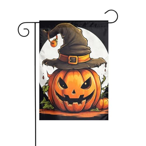 Halloween-Gartenflagge mit niedlichem Kürbis, doppelseitig, 30,5 x 45,7 cm, Flaggen für Outdoor-Urlaubsdekorationen, langlebige Hofflagge Halloween-Gartenflagge mit niedlichem Kürbis, doppelseitig, 30,5 x 45,7 cm, Flaggen für Outdoor-Urlaubsdekorationen, langlebige Hofflagge von JKXUN