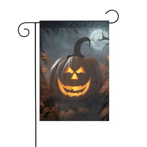 Halloween-Geister-Kürbis-Gartenflagge, doppelseitig, 30,5 x 45,7 cm, Flaggen für Outdoor-Urlaubsdekorationen, langlebige Hofflagge von JKXUN
