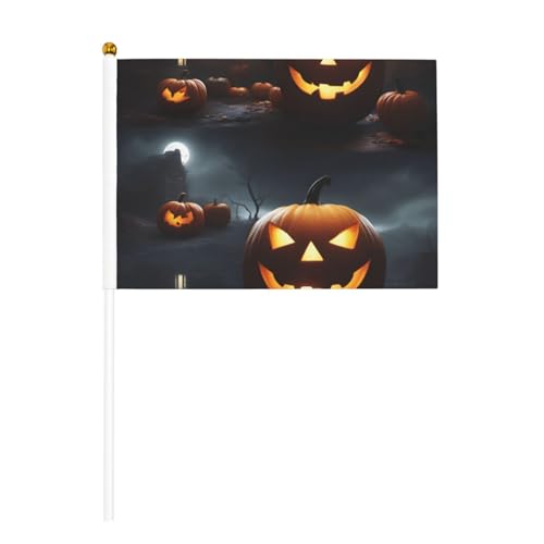 Halloween Kürbis 6 Pack & 10 Pack Handflagge, Banner auf Stab, kleine Flaggen für Paraden, Party, Bar, Geburtstag Halloween Kürbis 6 Pack & 10 Pack Handflagge, Banner auf Stab, kleine Flaggen für Paraden, Party, Bar, Geburtstag von JKXUN