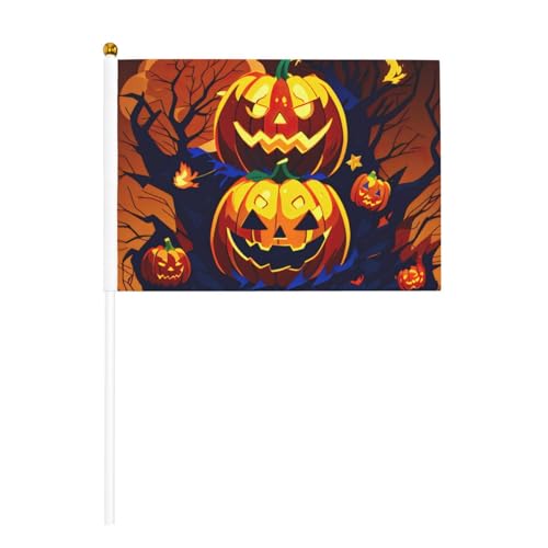 Halloween Kürbis 6 Pack & 10 Pack Handflagge, Banner auf Stab, kleine Flaggen für Paraden, Party, Bar, Geburtstag Halloween Kürbis 6 Pack & 10 Pack Handflagge, Banner auf Stab, kleine Flaggen für Paraden, Party, Bar, Geburtstag von JKXUN