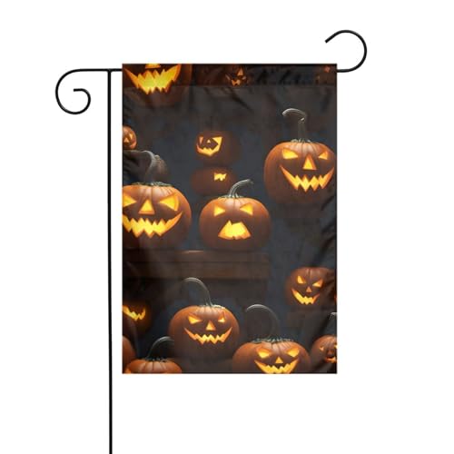 Halloween-Kürbis-Gartenflagge, doppelseitig, 30,5 x 45,7 cm, Flaggen für Outdoor-Urlaubsdekorationen, langlebige Hofflagge Halloween-Kürbis-Gartenflagge, doppelseitig, 30,5 x 45,7 cm, Flaggen für Outdoor-Urlaubsdekorationen, langlebige Hofflagge von JKXUN