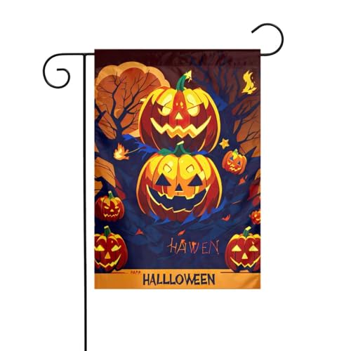 Halloween-Kürbis-Gartenflagge, doppelseitig, 30,5 x 45,7 cm, Flaggen für Outdoor-Urlaubsdekorationen, langlebige Hofflagge Halloween-Kürbis-Gartenflagge, doppelseitig, 30,5 x 45,7 cm, Flaggen für Outdoor-Urlaubsdekorationen, langlebige Hofflagge von JKXUN