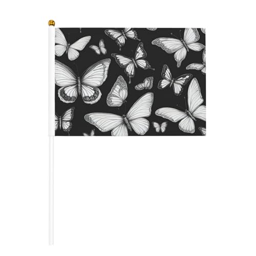 Handgezeichnete bunte Schmetterlinge, 6 Stück und 10 Stück, Handflaggen, Banner auf Stab, kleine Flaggen für Paraden, Party, Bar, Geburtstag Handgezeichnete bunte Schmetterlinge, 6 Stück und 10 Stück, Handflaggen, Banner auf Stab, kleine Flaggen für Paraden, Party, Bar, Geburtstag von JKXUN