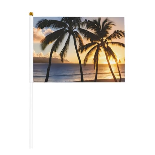 Hawaii Sonnenstrahlen 6 Stück & 10 Stück Handflagge, Banner auf Stab, kleine Flaggen für Paraden, Party, Bar, Geburtstag Hawaii Sonnenstrahlen 6 Stück & 10 Stück Handflagge, Banner auf Stab, kleine Flaggen für Paraden, Party, Bar, Geburtstag von JKXUN