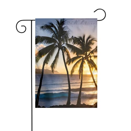 Hawaii Sonnenstrahlen Gartenflagge, doppelseitig, 30,5 x 45,7 cm, Flaggen für Outdoor-Urlaubsdekorationen, langlebige Hofflagge von JKXUN
