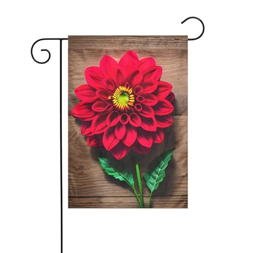 Holzbrett, Retro-Blume, rote Dahlie, Gartenflagge, doppelseitig, 30,5 x 45,7 cm, Flaggen für Outdoor-Urlaubsdekorationen, langlebige Hofflagge Holzbrett, Retro-Blume, rote Dahlie, Gartenflagge, doppelseitig, 30,5 x 45,7 cm, Flaggen für Outdoor-Urlaubsdekorationen, langlebige Hofflagge von JKXUN