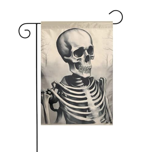 Interessante Skelett-Gartenflagge, doppelseitig, 30,5 x 45,7 cm, Flaggen für Outdoor-Urlaubsdekorationen, langlebige Hofflagge Interessante Skelett-Gartenflagge, doppelseitig, 30,5 x 45,7 cm, Flaggen für Outdoor-Urlaubsdekorationen, langlebige Hofflagge von JKXUN