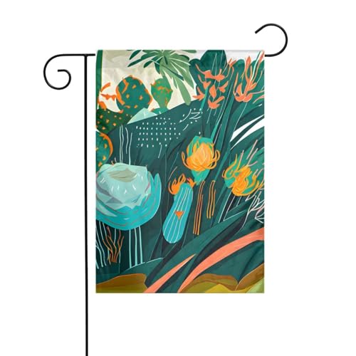 Kaktus tropische Pflanze Gartenflagge doppelseitig 30,5 x 45,7 cm, Flaggen für Outdoor-Urlaubsdekorationen, langlebige Hofflagge von JKXUN