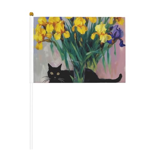 Katzenblumen-Verzierung, 6 Stück & 10 Stück, Handflagge, Banner auf Stab, kleine Flaggen für Paraden, Party, Bar, Geburtstag Katzenblumen-Verzierung, 6 Stück & 10 Stück, Handflagge, Banner auf Stab, kleine Flaggen für Paraden, Party, Bar, Geburtstag von JKXUN