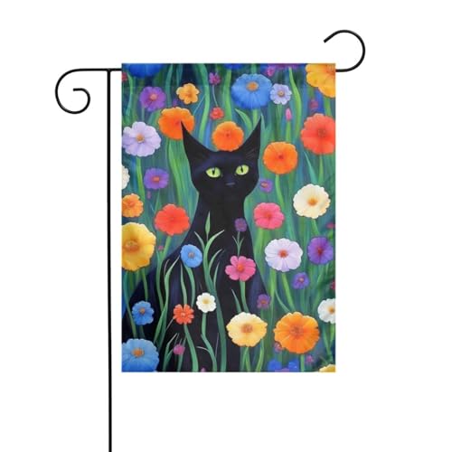 Katzenblumenverzierung, Gartenflagge, doppelseitig, 30,5 x 45,7 cm, Flaggen für Outdoor-Urlaubsdekorationen, langlebige Hofflagge Katzenblumenverzierung, Gartenflagge, doppelseitig, 30,5 x 45,7 cm, Flaggen für Outdoor-Urlaubsdekorationen, langlebige Hofflagge von JKXUN