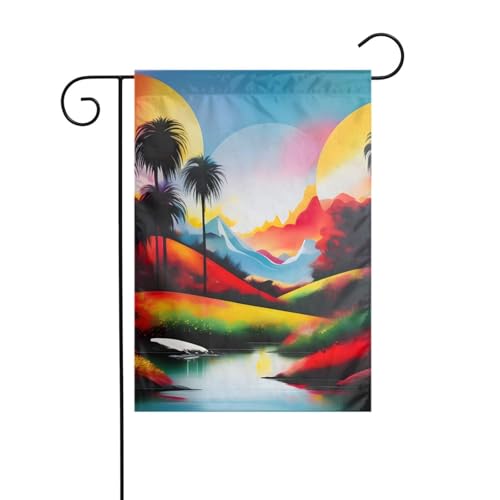 Landschaftsmalerei, Gartenflagge, doppelseitig, 30,5 x 45,7 cm, Flaggen für Outdoor-Urlaubsdekorationen, langlebige Hofflagge Landschaftsmalerei, Gartenflagge, doppelseitig, 30,5 x 45,7 cm, Flaggen für Outdoor-Urlaubsdekorationen, langlebige Hofflagge von JKXUN
