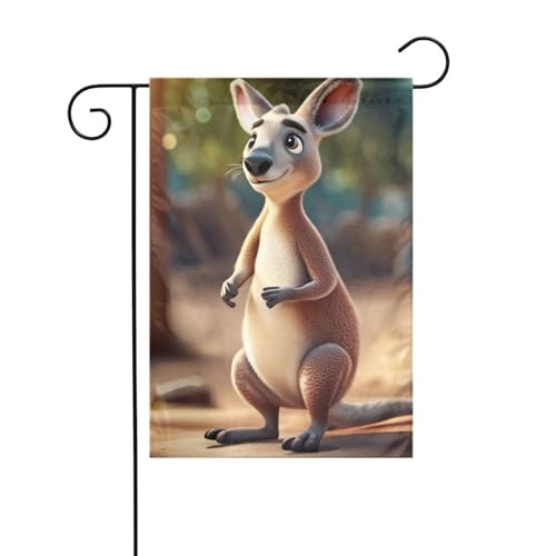 Lustige Cartoon-Känguru-Zoo-Gartenflagge, doppelseitig, 30,5 x 45,7 cm, Flaggen für Outdoor-Urlaubsdekorationen, langlebige Hofflagge von JKXUN