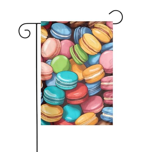 Macaron Biscuit Flavored Garden Flag Double Sided 12 x 18 Inch, Flags for Outdoor Holiday Decorations, Durable Yard Flag von JKXUN