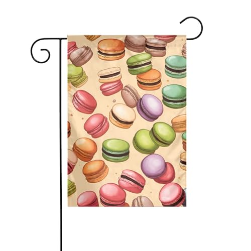 Macaron Biscuit Flavored Garden Flag Double Sided 12 x 18 Inch, Flags for Outdoor Holiday Decorations, Durable Yard Flag von JKXUN