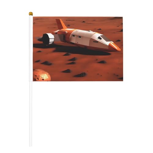 Mars Planet Handflagge, Banner auf Stab, kleine Flaggen für Paraden, Party, Bar, Geburtstag, 6 Stück & 10 Stück von JKXUN