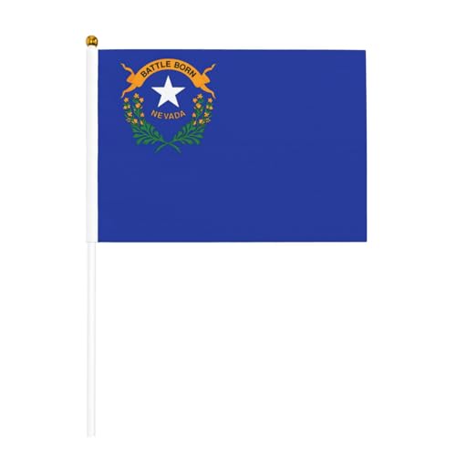 Nevada Staatsflagge, 6 Stück & 10 Stück Handflagge, Banner auf Stab, kleine Flaggen für Paraden, Party, Bar, Geburtstag Nevada Staatsflagge, 6 Stück & 10 Stück Handflagge, Banner auf Stab, kleine Flaggen für Paraden, Party, Bar, Geburtstag von JKXUN