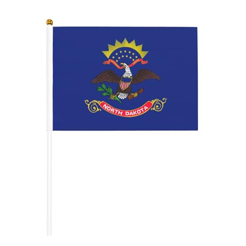 North Dakota Staatsflagge, 6 Stück & 10 Stück Handflagge, Banner auf Stab, kleine Flaggen für Paraden, Party, Bar, Geburtstag North Dakota Staatsflagge, 6 Stück & 10 Stück Handflagge, Banner auf Stab, kleine Flaggen für Paraden, Party, Bar, Geburtstag von JKXUN