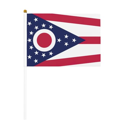 Ohio Staatsflagge, 6 Stück & 10 Stück Handflagge, Banner auf Stab, kleine Flaggen für Paraden, Party, Bar, Geburtstag Ohio Staatsflagge, 6 Stück & 10 Stück Handflagge, Banner auf Stab, kleine Flaggen für Paraden, Party, Bar, Geburtstag von JKXUN