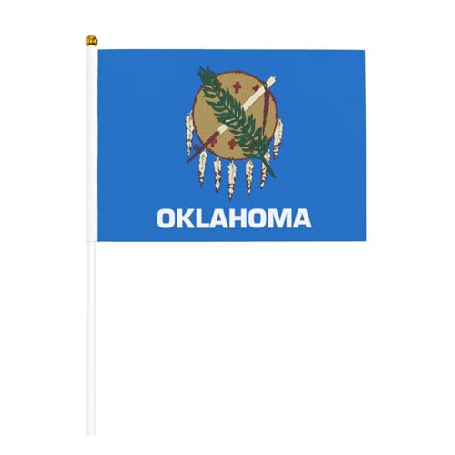 Oklahoma Staatsflagge, 6 Stück & 10 Stück Handflagge, Banner auf Stab, kleine Flaggen für Paraden, Party, Bar, Geburtstag Oklahoma Staatsflagge, 6 Stück & 10 Stück Handflagge, Banner auf Stab, kleine Flaggen für Paraden, Party, Bar, Geburtstag von JKXUN