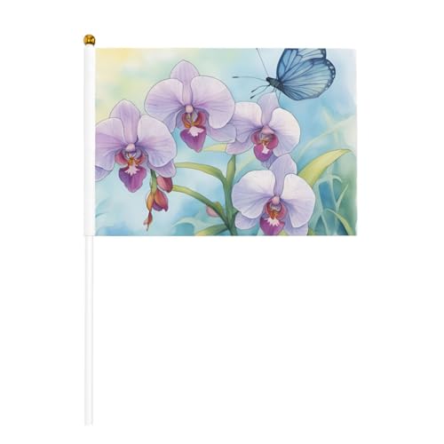 Orchidee Blume Schmetterling Weich Frisch Frühling 6 Pack & 10 Pack Handflagge, Banner auf Stab, kleine Flaggen für Paraden, Party, Bar, Geburtstag Orchidee Blume Schmetterling Weich Frisch Frühling 6 Pack & 10 Pack Handflagge, Banner auf Stab, kleine Flaggen für Paraden, Party, Bar, Geburtstag von JKXUN