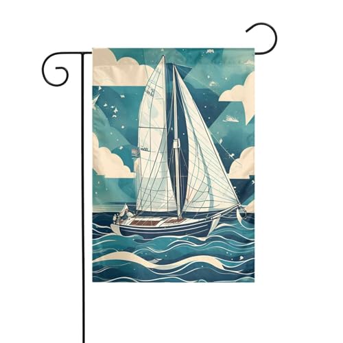 Ozean-Segelboot-Gartenflagge, doppelseitig, 30,5 x 45,7 cm, Flaggen für Outdoor-Urlaubsdekorationen, langlebige Hofflagge von JKXUN