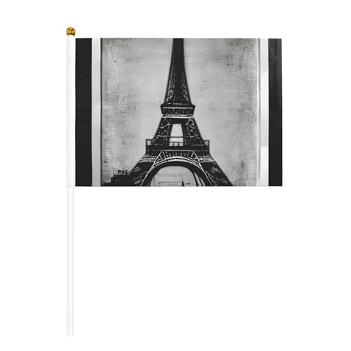 Pariser Kaffee Eiffelturm 6er Pack & 10er Pack Handflagge, Banner auf Stick, kleine Flaggen für Paraden, Party, Bar, Geburtstag Pariser Kaffee Eiffelturm 6er Pack & 10er Pack Handflagge, Banner auf Stick, kleine Flaggen für Paraden, Party, Bar, Geburtstag von JKXUN