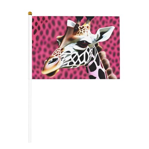 Pinke Giraffen-Textur, 6 Stück & 10 Stück Handflagge, Banner auf Stab, kleine Flaggen für Paraden, Party, Bar, Geburtstag Pinke Giraffen-Textur, 6 Stück & 10 Stück Handflagge, Banner auf Stab, kleine Flaggen für Paraden, Party, Bar, Geburtstag von JKXUN