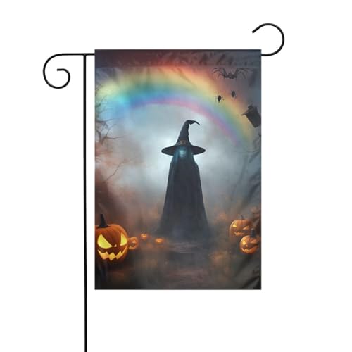 Regenbogen Halloween Geist Hexenhut Spinnen Gartenflagge doppelseitig 30,5 x 45,7 cm, Flaggen für Outdoor-Urlaubsdekorationen, langlebige Hofflagge Regenbogen Halloween Geist Hexenhut Spinnen Gartenflagge doppelseitig 30,5 x 45,7 cm, Flaggen für Outdoor-Urlaubsdekorationen, langlebige Hofflagge von JKXUN